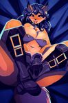  2017 anthro big-breasts blush breasts canine carmelita_fox cleavage clothed clothing female fox looking_at_viewer mammal navel riendonut sly_cooper_(series) smile solo video_games 