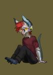  anthro clothed clothing ear_piercing fur hair looking_at_viewer male mammal marii5555 marsupial opossum piercing sitting solo 