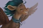  brown_fur collar crying equine feathers fur hair happy horse joy long_hair mammal my_little_pony pegasus poisewritik pony smile tears wings 
