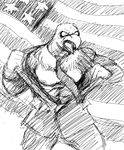  abs angry anthro avian beak bird black_and_white clothing eagle flag hladilnik male military monochrome muscular necktie open_mouth solo stars_and_stripes undressing united_states_of_america 