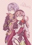  1girl blonde_hair blush book brother_and_sister female_my_unit_(fire_emblem_if) fire_emblem fire_emblem_if flower hair_flower hair_ornament heart hiyori_(rindou66) holding holding_book leon_(fire_emblem_if) long_hair my_unit_(fire_emblem_if) siblings smile tomato 