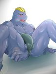  anthro balls barazoku biceps big_muscles blush bulge butt butt_grab ig looking_at_viewer machoke male muscles nintendo penis pok&#233;mon pokemon red_eyes simple_background solo spread_legs spreading sweat underwear video_games 