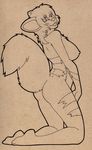  anthro breasts butt female growlithe kneeling knit nintendo nipples pok&#233;mon pok&#233;morph pokemon side_boob solo tongue video_games 
