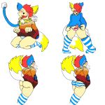 anthro balls blue_clothing blue_topwear blush bottomwear butt canid canine canis clothed clothing collar digital_media_(artwork) erection eyes_closed fangs fur genitals hair hi_res hoodie humanoid_genitalia jewelry kneeling leash legwear lewdstuffstack long_socks male mammal necklace open_mouth panties pattern_bottomwear pattern_clothing pattern_panties pattern_underwear penis penis_in_panties pink_clothing pink_panties pink_underwear presenting presenting_hindquarters red_hair smile solo spiked_collar spikes star_(wolfstarvr) star_necklace sticker striped_bottomwear striped_clothing striped_panties striped_underwear stripes tail teeth telegram_sticker text thigh_highs tongue tongue_out topwear underwear wolf yellow_body yellow_fur