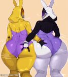2025 3_fingers alien alien_humanoid armor artist_name big_butt bioware bodily_fluids bubble_butt butt butt_grab butt_squish clothing costume curvy_figure digital_drawing_(artwork) digital_media_(artwork) duo electronic_arts espectro111222 fan_character female female/female fingers genitals hand_on_butt headgear helmet hi_res hood huge_butt huge_hips huge_thighs humanoid mass_effect motion_lines nara&#039;veess_(gatoradeew) plump_labia purple_body purple_skin pussy quarian reverse_bunny_costume simple_background squish sweat sweatdrop text thick_thighs voluptuous voluptuous_female voluptuous_humanoid watermark wide_hipped_female wide_hipped_humanoid wide_hips
