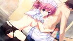  1boy 1girl ass back back_hair bathroom black_panties black_thighhighs blue_eyes bow breasts censored dutch_angle erection fingernails frilled_bow frills from_side fumio_(ura_fmo) game_cg garter_belt grisaia_(series) grisaia_no_kajitsu half-closed_eyes hand_on_another&#039;s_stomach handjob highres hug hug_from_behind kazami_yuuji komine_sachi lace-trimmed_legwear lace-trimmed_panties lace_garter_belt lace_trim leaning_forward long_eyelashes long_fingernails looking_to_the_side maid maid_headdress median_furrow medium_breasts mixed-sex_bathing mosaic_censoring naked_towel nipples non-web_source panties parted_lips penis_out pink_hair reach-around shared_bathing short_hair shrug_(clothing) sitting skindentation soap soap_bottle soap_bubbles sparkling_eyes sweat swept_bangs thick_eyelashes thighhighs thighs tile_floor tiles topless_female topless_male towel towel_around_waist two_side_up underwear wariza white_shrug 