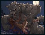 absurd_res anal anal_penetration anthro armpit_fetish armpit_hair armpit_sniffing balls blaidd_(elden_ring) bodily_fluids body_hair braided_hair canid canine canis cum cum_inside duo elden_ring felid fromsoftware genital_fluids genitals hair hi_res imminent_sex light lion long_hair male male/male mammal moon moonlight muscular muscular_male nipples open_mouth outside pantherine penetration rubbing_penis saliva size_difference sniffing spread_legs spreading to(matto)3 tongue tongue_out wolf zap_(zap_redfield)