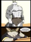 2017 abs anthro arena big_muscles bottomwear canid canine canis cesar_(xxsparcoxx) clothed clothing comic duo fennec_fox fox fur gladiator grey_body grey_fur headgear headwear hi_res huge_muscles kraso_(xxsparcoxx) male mammal multicolored_body multicolored_fur multiple_scenes muscular muscular_anthro muscular_male open_mouth pecs spanish_text speech_bubble teeth text toga true_fox two_tone_body two_tone_fur warrior white_body white_fur wolf xxsparcoxx