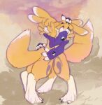 ambiguous_gender anthro bandai_namco digimon digimon_(species) duo eyes_closed grass hi_res holding_face holding_head holding_hips holding_partner kissing lanolin04 plant renamon