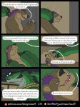 angry anthro bear black_horn brown_body brown_fur catch_phrase caught_off_guard comic dialogue dragon duo english_text european_mythology feral fritzy_(rimentus) fur furaffinity furaffinity_logo furgonomic_eyewear furgonomics green_body green_scales hair hi_res horn larger_feral looking_back male mammal mythological_creature mythological_scalie mythology night outside page_number patreon patreon_logo pinned pinned_to_ground purple_hair rimentus scales scalie scarf scylla_(rimentus) serious size_difference sky smaller_anthro snow text url western_dragon