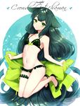  bikini copyright_name english full_body gatchaman_crowds green_eyes green_hair groin high_heels leg_garter legs_up long_hair low-tied_long_hair lowleg lowleg_bikini navel no_socks parted_lips revision sakura_yuki_(clochette) solo swimsuit utsutsu very_long_hair 