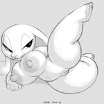 2017 anthro areola big_breasts breasts erect_nipples female lagomorph mammal nipples nude pussy rabbit simple_background smile solo thick_thighs xylas 