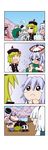  &gt;_&lt; 0_0 1boy 4koma 6+girls =_= absurdres anger_vein blonde_hair blue_hair cherry_blossoms closed_eyes comic crescent crying fairy_wings flying_sweatdrops flying_teardrops german_suplex ghost gradient gradient_background green_hair hairband hands_on_hips highres kasodani_kyouko konpaku_youmu konpaku_youmu_(ghost) kumoi_ichirin lavender_hair lily_white long_hair lunasa_prismriver merlin_prismriver multiple_girls no_eyes on_head person_on_head rakugaki-biyori short_hair silent_comic solid_oval_eyes suplex sweatdrop tearing_up touhou tree trembling unzan waving white_hair wings 