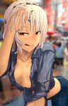  :q altera_(fate) black_nails breasts dark_skin denim fate/grand_order fate_(series) i-pan jeans nail_polish pants red_eyes small_breasts smile solo_focus songkran tongue tongue_out veil wet white_hair 