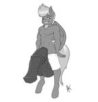  animal_genitalia animal_penis anthro appelknekten balls big_balls clothed clothing equine equine_penis half-erect huge_balls hyper hyper_balls hyper_penis looking_at_viewer male mammal monochrome my_little_pony pants_down partially_clothed pegasus penis solo standing wings 