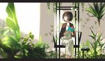  alt_(apou) book bookmark brown_hair capelet chair looking_to_the_side original plant short_hair sitting smile solo 