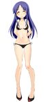  1girl bikini black_bikini blue_hair blush eyes_closed hinata_yukari navel smile solo swimwear takahirokun yuyushiki 