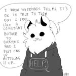  anthro clothing dialogue drawdroid english_text fangs hoodie ian_(drawdroid) male mammal marsupial opossum smile speech_bubble text the_truth 