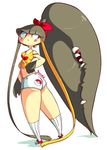  anthro blush bow breasts butt clothed clothing diives female gaghiel hair hair_mouth humanoid mawile multicolored_hair nintendo pok&eacute;mon red_eyes simple_background video_games white_background 