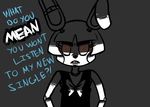  2016 angry animatronic anthro bow_tie buckteeth dialogue english_text five_nights_at_freddy&#039;s five_nights_at_freddy&#039;s_2 glowing glowing_eyes grey_background inkyfrog lagomorph looking_at_viewer machine male mammal rabbit red_eyes restricted_palette robot simple_background solo talking_to_viewer teeth text toy_bonnie_(fnaf) video_games 