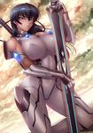  00s 1girl blush bodysuit breasts female igawa_asagi kagami_hirotaka large_breasts lilith-soft long_hair looking_at_viewer ninja nipples shiny_skin solo sword taimanin_(series) taimanin_asagi taimanin_asagi_battle_arena weapon 