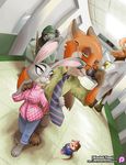  2017 anthro canine cervine clothed clothing disney duo female fox fur hawaiian_shirt judy_hopps lagomorph male mammal moose nick_wilde rabbit shirt sloth wastedtimeee zootopia 