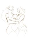  anthro april big_breasts bra breast_fondling breasts canine clothing duo female female/female fondling fox fur hair hand_on_breast looking_at_viewer mammal mature_female red_theme roza_(woadedfox) sketch smile standing starfighter underwear 