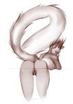  anthro anus avian bent_over bird breasts butt feathers female hair pussy red_theme sketch skyeder0 solo 