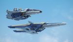  airplane day fighter_jet flying gundam highres jet mecha mechanical_parts military military_vehicle no_humans realistic sky v2_gundam v_gundam victory_gundam wings yutori_(clockwork_chicken) 