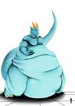  anthro dragon duo horn looking_at_viewer macro male nude obese overweight simple_background skyeder0 solo_focus white_background 