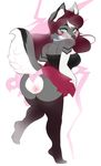  anthro blush breasts butt canine clothed clothing female higgyy looking_at_viewer looking_back mammal solo 