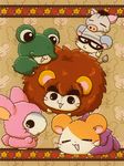  amphibian blush bunny_(character) costume equine eyes_closed eyewear feline female feral frog glasses group hamster hamtaro hamtaro_(series) hug jin3_z lagomorph leaves leo lion male mammal mane open_mouth rabbit rodent simple_background stripes_(character) tree warts_(character) zebra zipper 