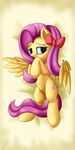  andelai belly equine female fluttershy_(mlp) friendship_is_magic horse lying mammal my_little_pony navel pegasus pony ribbons solo wings 