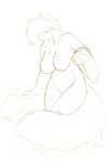  anthro big_breasts breasts canine female fox looking_at_viewer mammal mature_female nude red_theme sketch smile solo standing starfighter towel 
