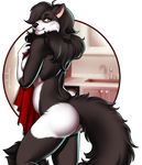  anthro butt canine female fur hair looking_at_viewer mammal nude porin slightly_chubby smile solo standing 