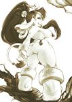  anklet anthro bracelet breasts butt ear_piercing elephant female hair jewelry looking_back mammal monochrome nipple_piercing nipples nude piercing ponytail purochen shantae shantae_(series) smile solo tassels tree tusks 