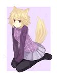  animal_ears blonde_hair full_body highres long_sleeves pantyhose short_hair skirt solo turtleneck urotsuki yume_2kki 