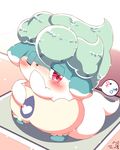 &lt;3 2017 anthro blue_fur blue_hair blush clothed clothing cocotama eyelashes featureless_limbs fur girly hair half-closed_eyes himitsu_no_cocotama looking_at_viewer male multicolored_fur one_eye_closed panties parine red_eyes solo speech_bubble tile two_tone_fur underwear white_fur zeru_(ma) 