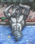  2001 abs beverage clothing equine horse mammal nipples pool_(disambiguation) rog_minotaur rubber_duck speedo swimsuit 