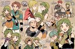  3girls 6+boys aqua_hair armor bandages bandana bead_necklace beads belt blonde_hair blouse blush boots bow_(weapon) braid brother_and_sister brown_hair cape capelet character_name closed_eyes copyright_name crossed_legs dart_(fire_emblem) face-to-face face_slap_mark fingerless_gloves fire_emblem fire_emblem:_rekka_no_ken gloves green_hair hairband heart horse horseback_riding hug hug_from_behind imagining index_finger_raised indian_style jewelry kneeling knight looking_at_another louise lowen_(fire_emblem) multiple_boys multiple_girls multiple_persona necklace nino_(fire_emblem) noshima open_mouth pent profile raven_(fire_emblem) rebecca_(fire_emblem) red_hair riding sain shirt short_hair siblings sitting skirt slap_mark slapping smile sparkle spoken_ellipsis spoken_person sweatdrop twin_braids weapon wil_(fire_emblem) wrist_guards 