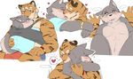  &lt;3 anthro bite blush canine duo feline french_kissing kissing male male/male mammal overweight sex sheeporwolf smile sweat tiger 