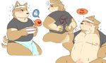  anthro apron blush bulge canine clothed clothing male mammal multiple_images nipples sheeporwolf solo sweat 