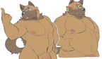  anthro blush canine duo flaccid humanoid_penis looking_at_viewer male mammal muscular nude overweight penis sheeporwolf smile 