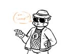  2016 animatronic anthro bear clothed clothing dialogue english_text eyewear five_nights_at_freddy&#039;s five_nights_at_freddy&#039;s_2 hand_on_hip hat inkyfrog jewelry machine male mammal necklace pointing restricted_palette robot simple_background solo sunglasses text toy_freddy_(fnaf) video_games white_background 