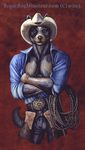  2003 blue_heeler canine chaps clothing dog hat lasso male mammal nipples rog_minotaur rope shirt solo 
