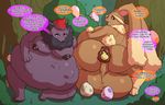  2017 ambiguous_gender anthro anus balls belly big_balls big_belly big_butt breasts brown_fur bulge butt canine egg forest front_view fur girly huge_balls huge_butt hyper hyper_anus hyper_balls hyper_belly impaledwolf inflation lagomorph lopunny mammal nintendo nipples object_vore perineum pok&eacute;mon purple_eyes rabbit rear_view sitting speech_bubble stuffing text thick_thighs tree video_games yellow_eyes zorua 