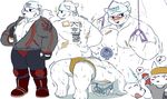  anthro band-aid bandage bear bulge clothed clothing male mammal multiple_images muscular polar_bear sheeporwolf solo standing sweat underwear 