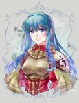  artist_name blue_eyes blue_hair breastplate capelet earrings eirika fire_emblem fire_emblem:_seima_no_kouseki highres jewelry liefe long_hair looking_at_viewer shirt smile solo upper_body 