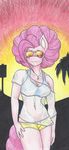  2017 anthro anthrofied breasts cleavage clothed clothing equine eyewear female flicker-show friendship_is_magic hair horse mammal my_little_pony pink_hair pinkie_pie_(mlp) pony shorts solo sunglasses traditional_media_(artwork) 