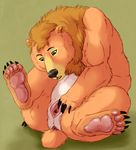  anus bear black_nose brother_bear claws female feral fur green_background green_eyes grizzly_bear mammal mane marjani open_mouth pads_(disambiguation) pawpads paws pussy simple_background sitting solo tagme tan_fur teeth tongue truttle_(character) 